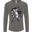 Lemur Hug You Mens Long Sleeve T-Shirt Charcoal