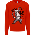 Lemur Hug You Mens Sweatshirt Jumper Bright Red