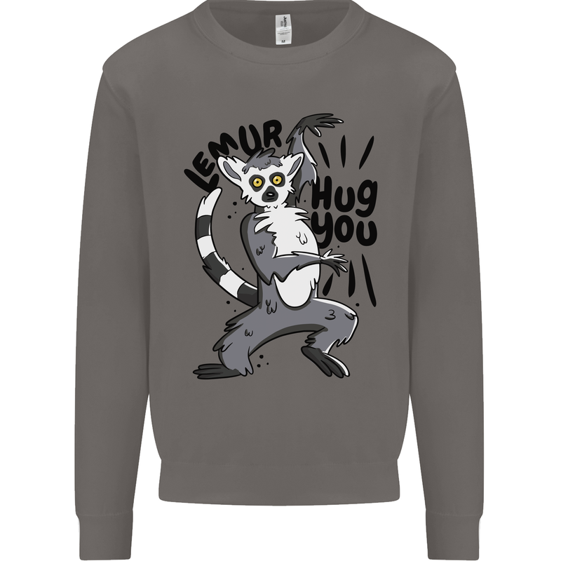 Lemur Hug You Mens Sweatshirt Jumper Charcoal