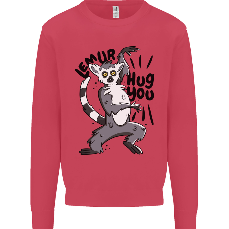 Lemur Hug You Mens Sweatshirt Jumper Heliconia