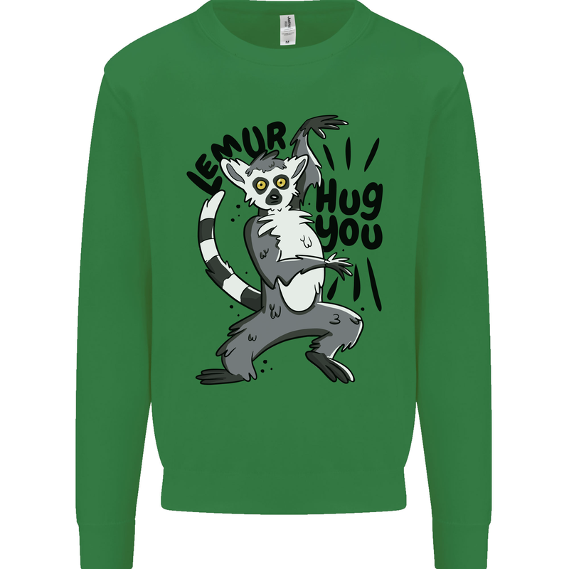Lemur Hug You Mens Sweatshirt Jumper Irish Green