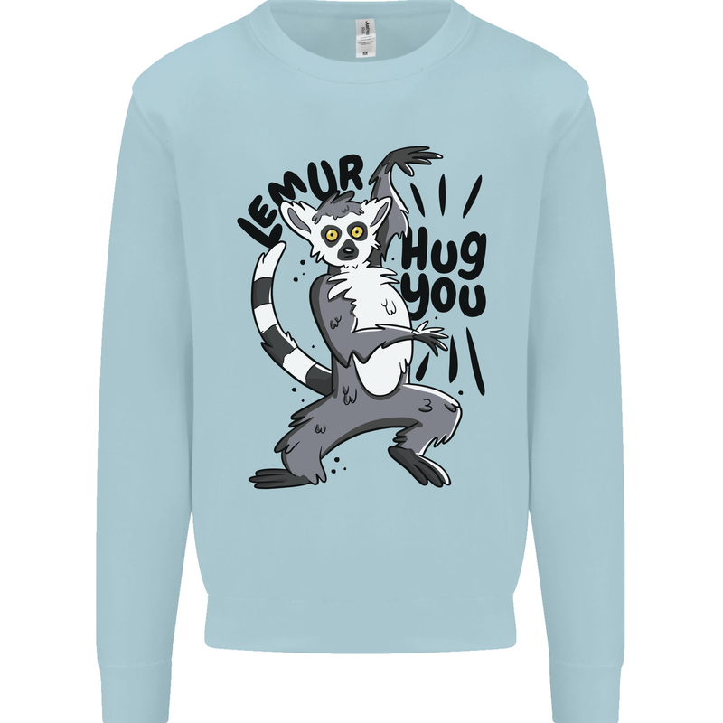 Lemur Hug You Mens Sweatshirt Jumper Light Blue