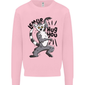 Lemur Hug You Mens Sweatshirt Jumper Light Pink