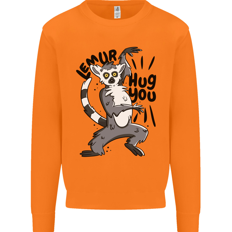 Lemur Hug You Mens Sweatshirt Jumper Orange