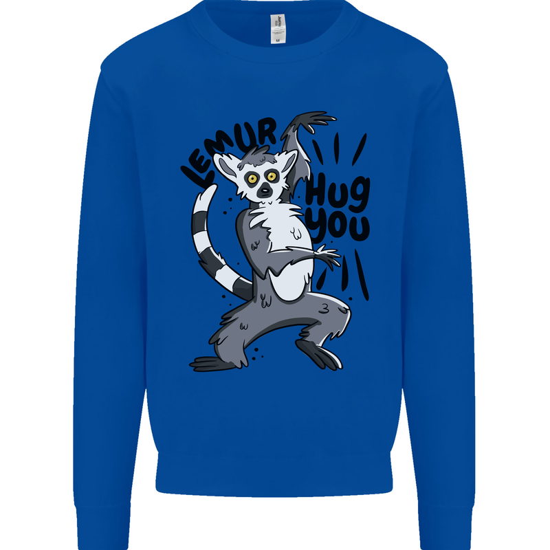 Lemur Hug You Mens Sweatshirt Jumper Royal Blue