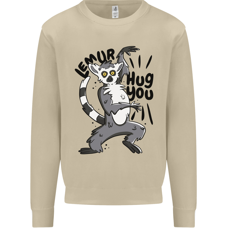 Lemur Hug You Mens Sweatshirt Jumper Sand