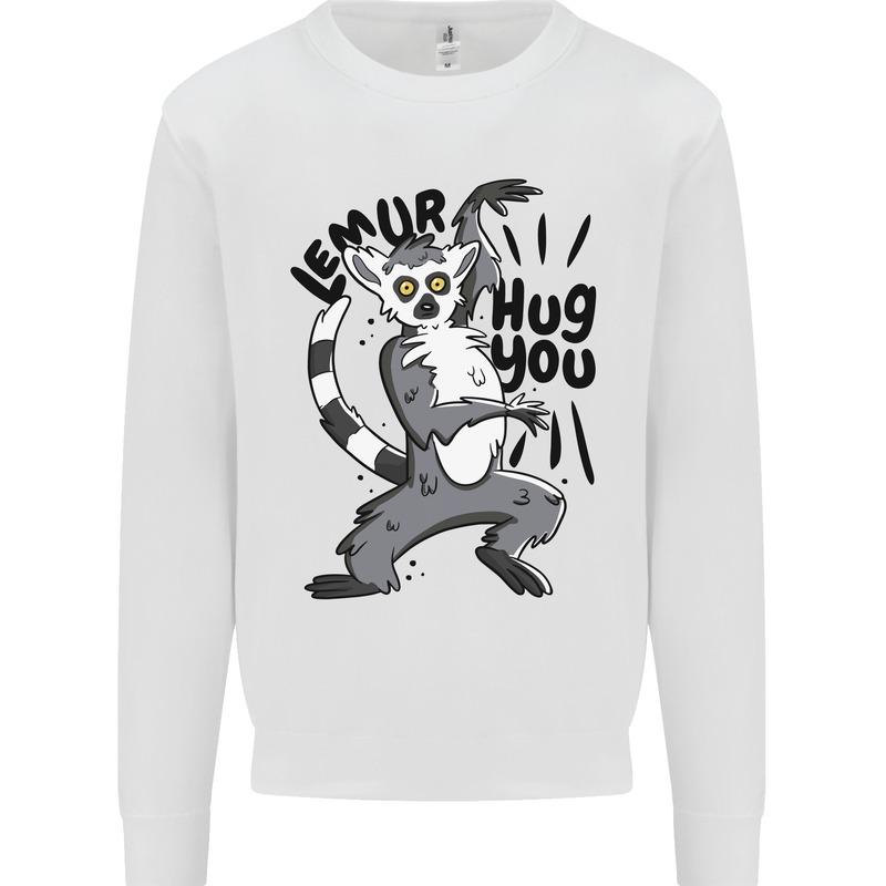 Lemur Hug You Mens Sweatshirt Jumper White