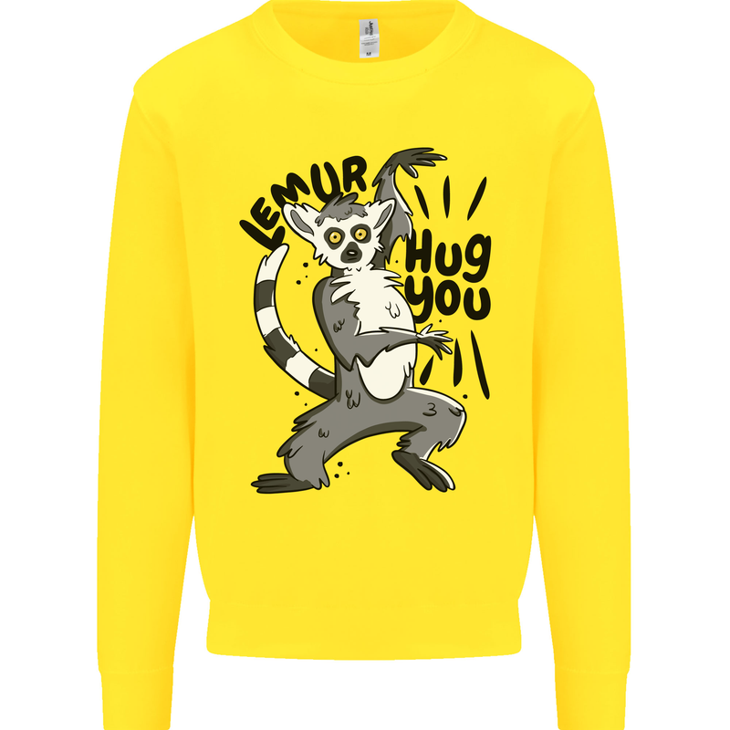 Lemur Hug You Mens Sweatshirt Jumper Yellow