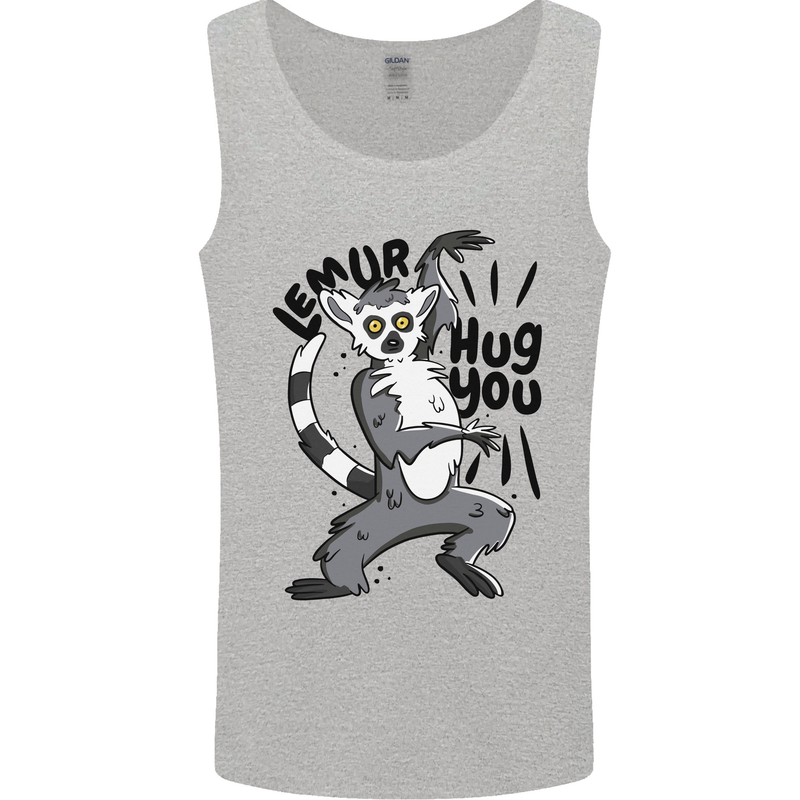 Lemur Hug You Mens Vest Tank Top Sports Grey