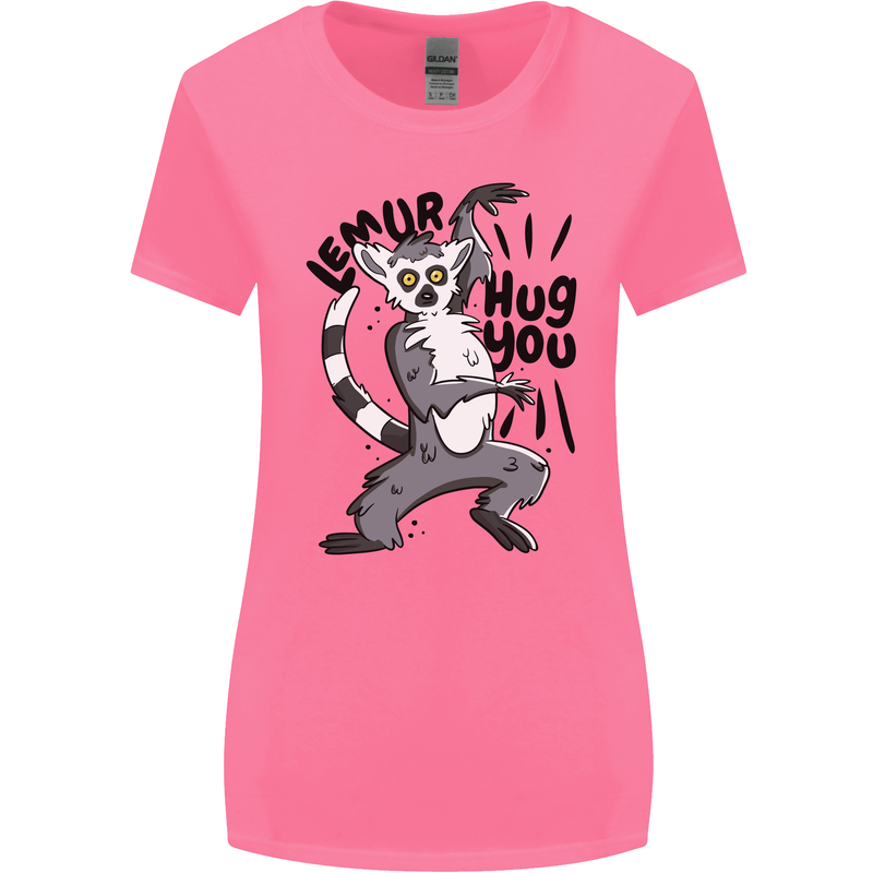 Lemur Hug You Womens Wider Cut T-Shirt Azalea