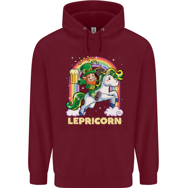 Lepricorn Funny St Patricks Day Leprechaun Childrens Kids Hoodie Maroon
