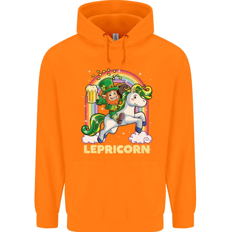 Lepricorn Funny St Patricks Day Leprechaun Childrens Kids Hoodie Orange