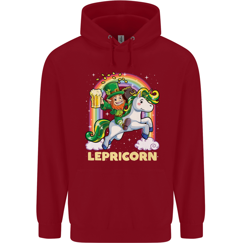 Lepricorn Funny St Patricks Day Leprechaun Childrens Kids Hoodie Red