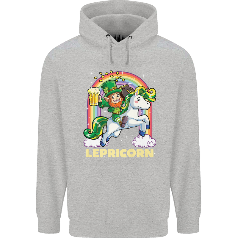 Lepricorn Funny St Patricks Day Leprechaun Childrens Kids Hoodie Sports Grey
