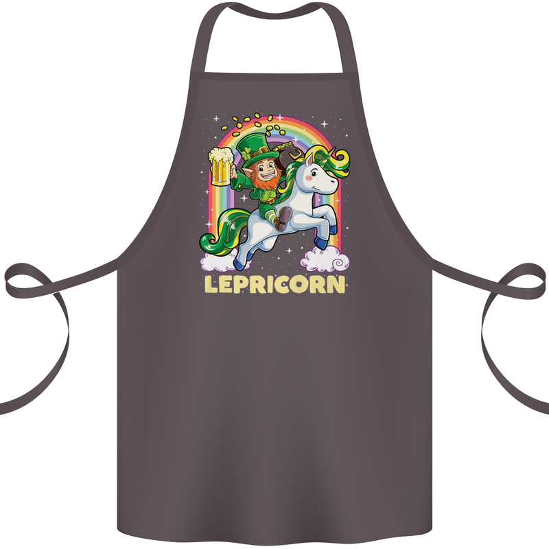 Lepricorn Funny St Patricks Day Leprechaun Cotton Apron 100% Organic Dark Grey
