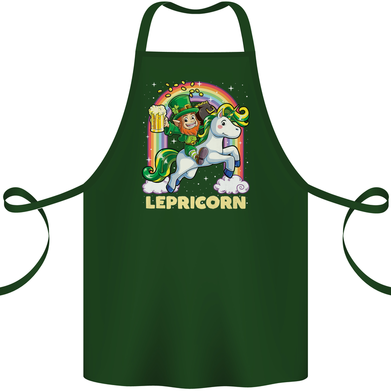 Lepricorn Funny St Patricks Day Leprechaun Cotton Apron 100% Organic Forest Green