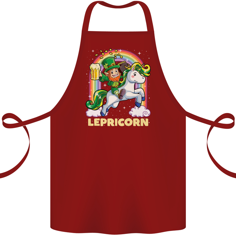 Lepricorn Funny St Patricks Day Leprechaun Cotton Apron 100% Organic Maroon
