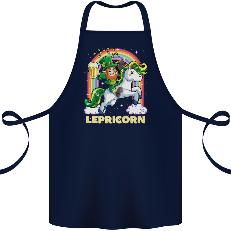Lepricorn Funny St Patricks Day Leprechaun Cotton Apron 100% Organic Navy Blue