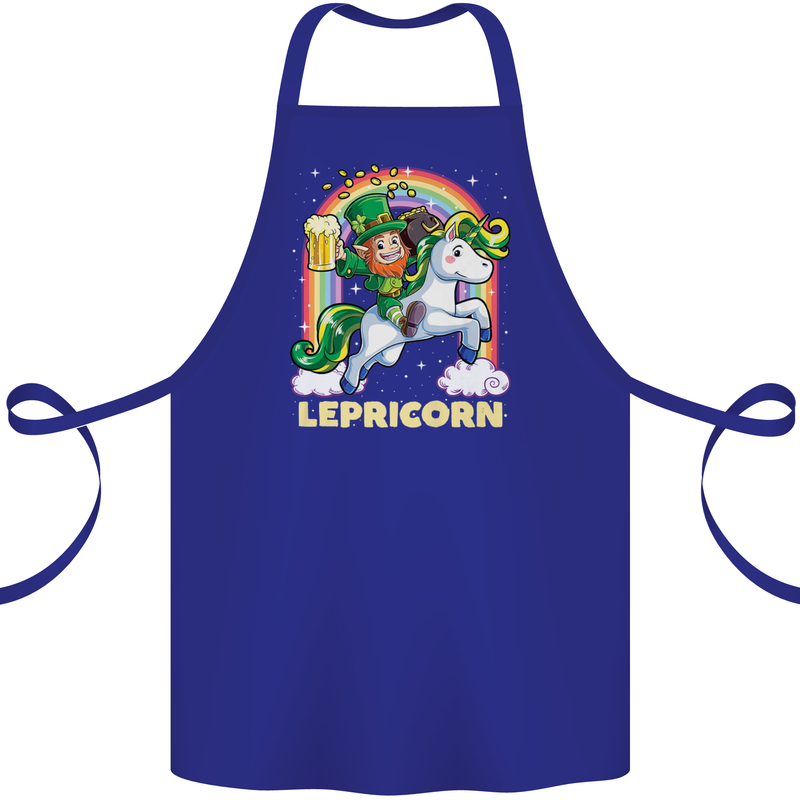 Lepricorn Funny St Patricks Day Leprechaun Cotton Apron 100% Organic Royal Blue