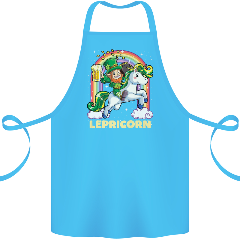 Lepricorn Funny St Patricks Day Leprechaun Cotton Apron 100% Organic Turquoise