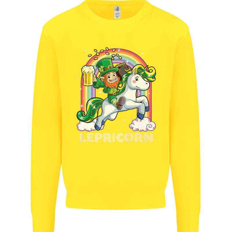 Lepricorn Funny St Patricks Day Leprechaun Kids Sweatshirt Jumper Yellow