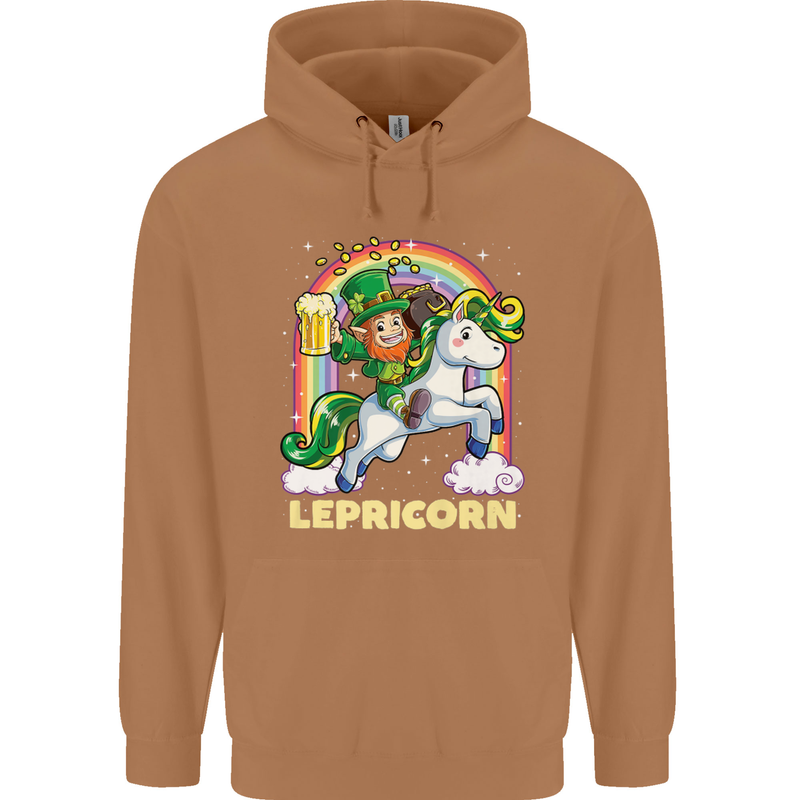 Lepricorn Funny St Patricks Day Leprechaun Mens 80% Cotton Hoodie Caramel Latte