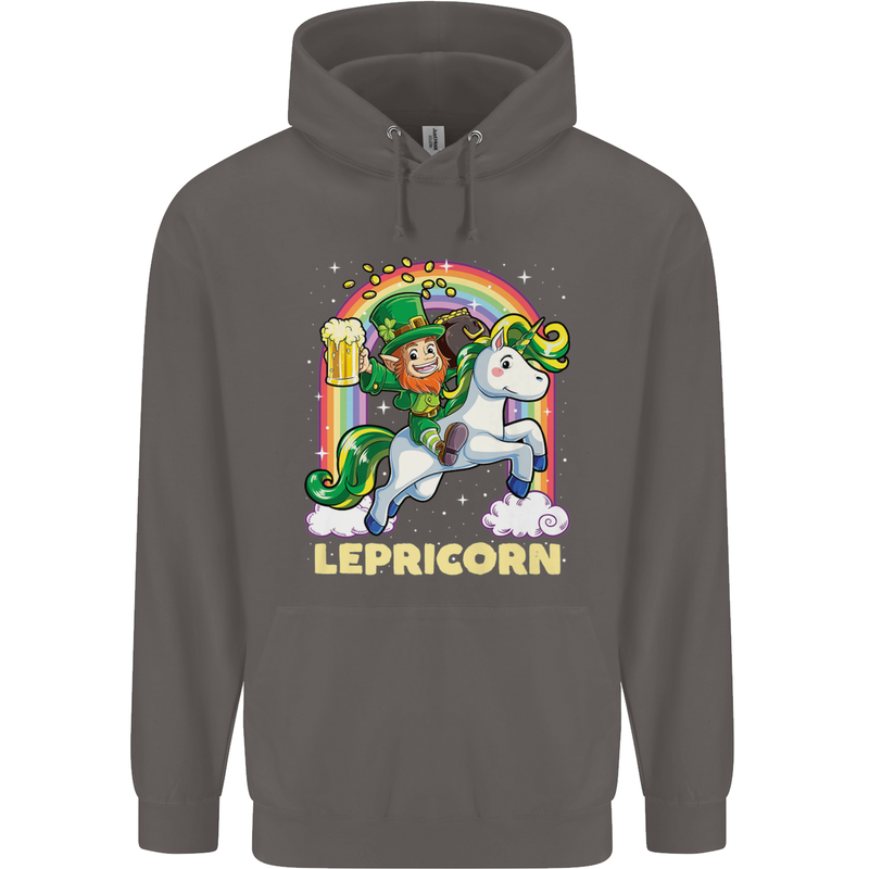 Lepricorn Funny St Patricks Day Leprechaun Mens 80% Cotton Hoodie Charcoal