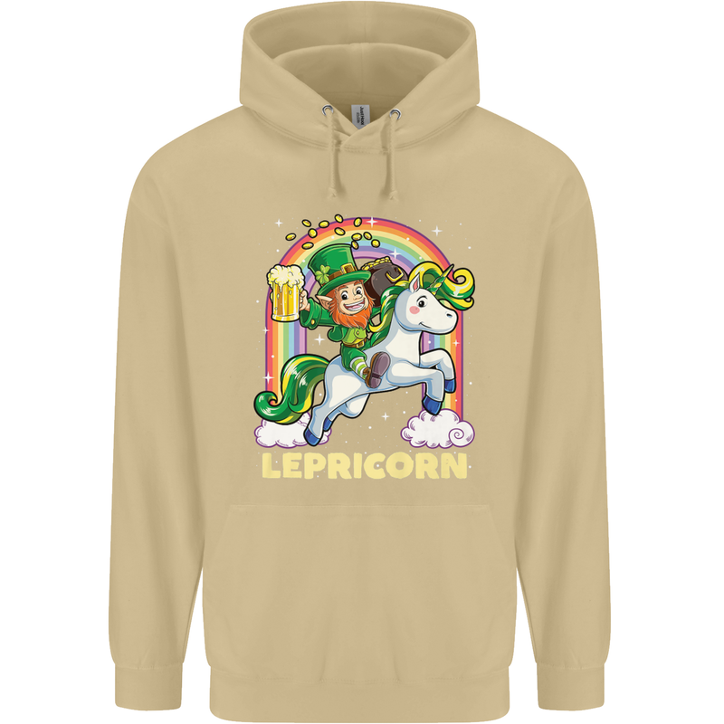 Lepricorn Funny St Patricks Day Leprechaun Mens 80% Cotton Hoodie Sand