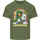 Lepricorn Funny St Patricks Day Leprechaun Mens Cotton T-Shirt Tee Top Military Green