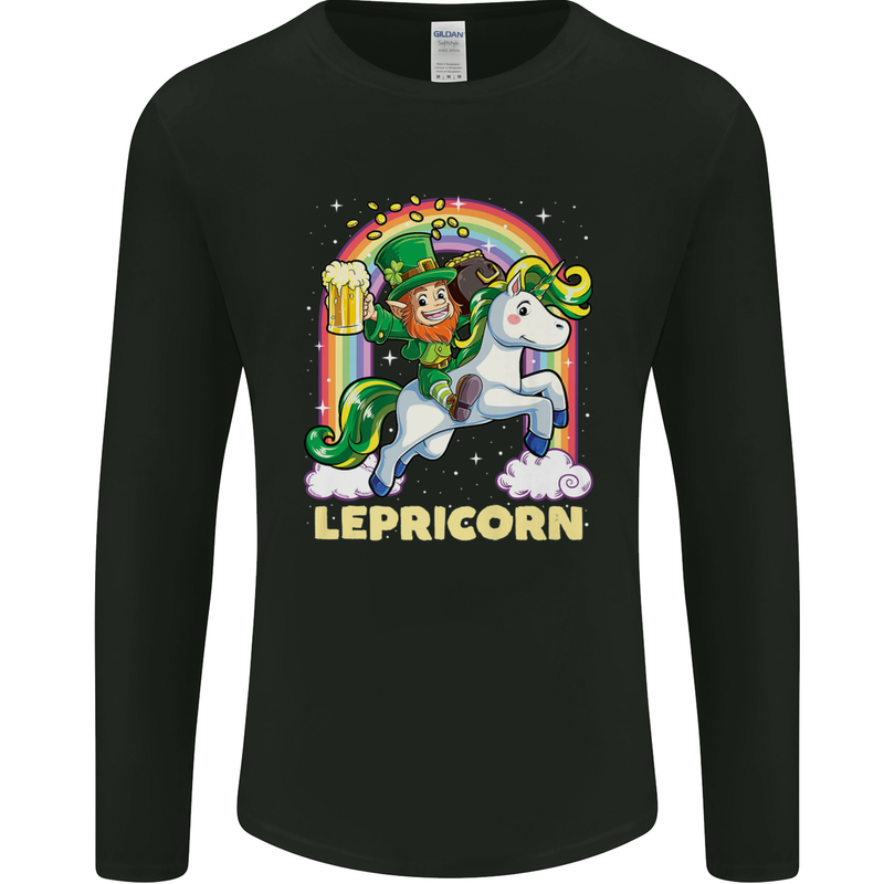 Lepricorn Funny St Patricks Day Leprechaun Mens Long Sleeve T-Shirt Black