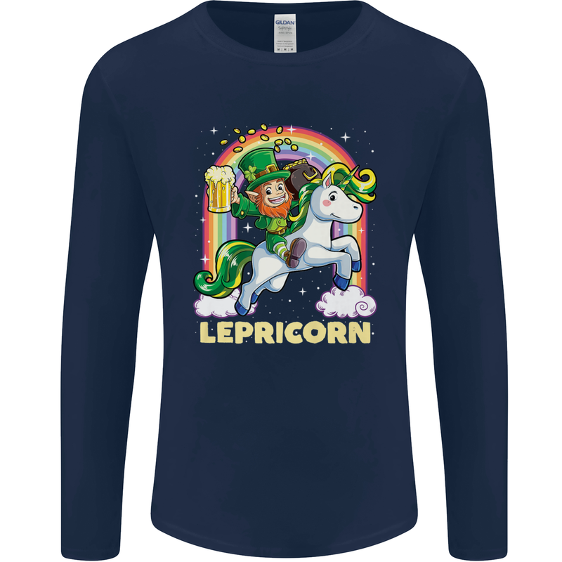 Lepricorn Funny St Patricks Day Leprechaun Mens Long Sleeve T-Shirt Navy Blue