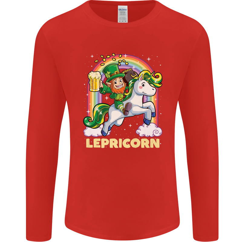 Lepricorn Funny St Patricks Day Leprechaun Mens Long Sleeve T-Shirt Red