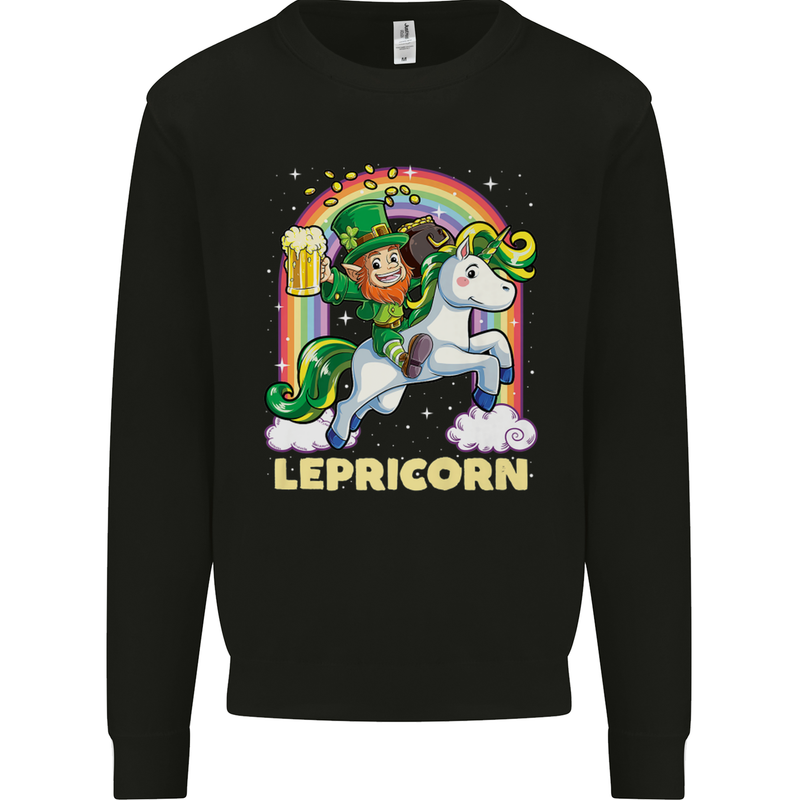 Lepricorn Funny St Patricks Day Leprechaun Mens Sweatshirt Jumper Black