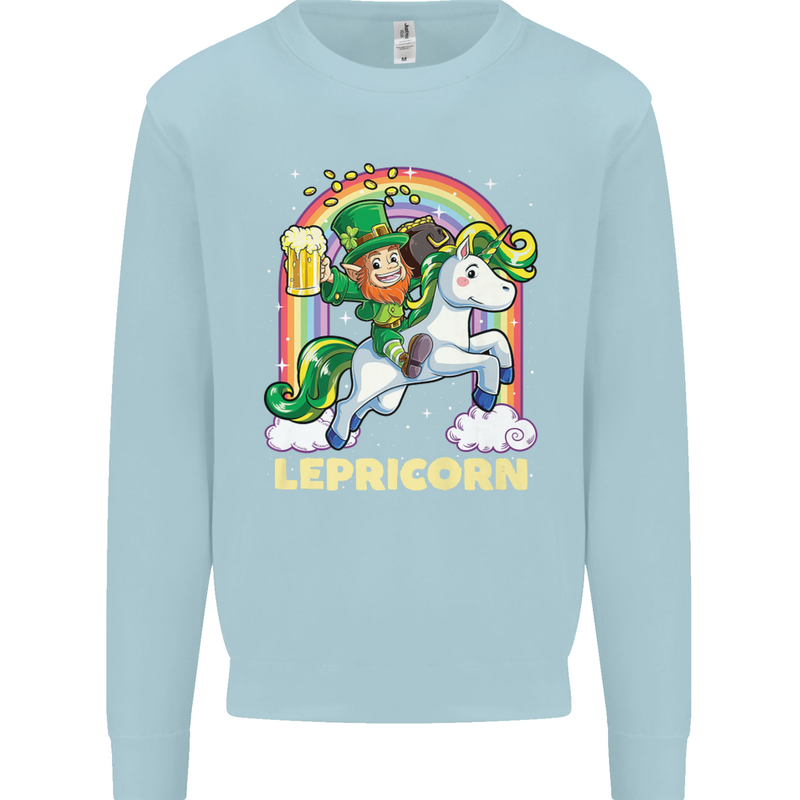 Lepricorn Funny St Patricks Day Leprechaun Mens Sweatshirt Jumper Light Blue