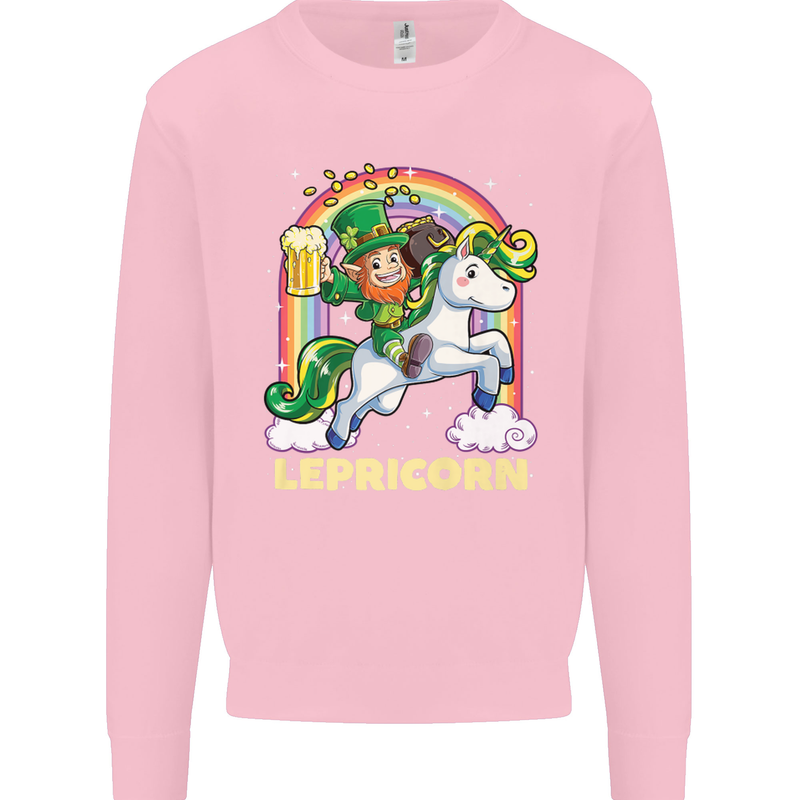 Lepricorn Funny St Patricks Day Leprechaun Mens Sweatshirt Jumper Light Pink