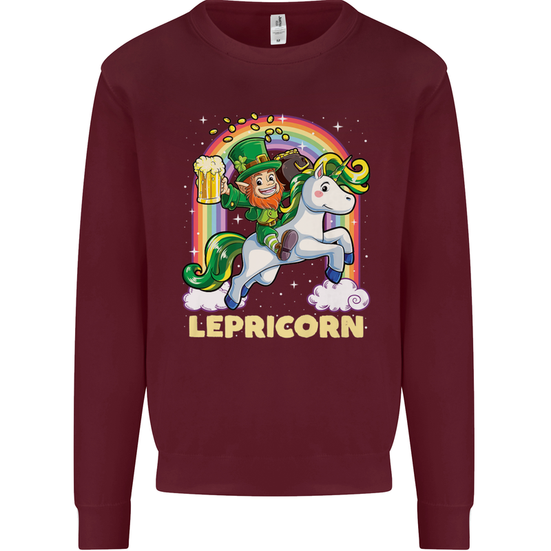 Lepricorn Funny St Patricks Day Leprechaun Mens Sweatshirt Jumper Maroon