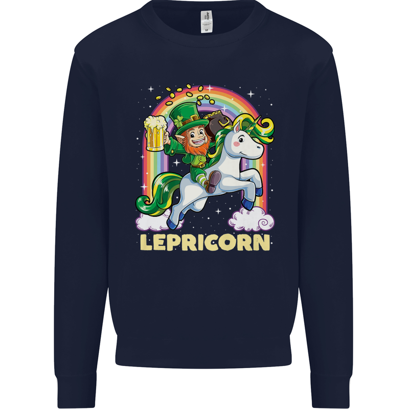 Lepricorn Funny St Patricks Day Leprechaun Mens Sweatshirt Jumper Navy Blue