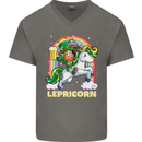 Lepricorn Funny St Patricks Day Leprechaun Mens V-Neck Cotton T-Shirt Charcoal