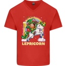 Lepricorn Funny St Patricks Day Leprechaun Mens V-Neck Cotton T-Shirt Red