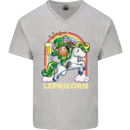 Lepricorn Funny St Patricks Day Leprechaun Mens V-Neck Cotton T-Shirt Sports Grey