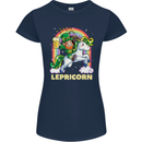 Lepricorn Funny St Patricks Day Leprechaun Womens Petite Cut T-Shirt Navy Blue