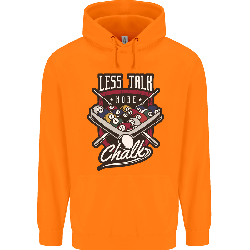 Less Talk More Chalk Funny 9-Ball Pool Childrens Kids Hoodie Orange