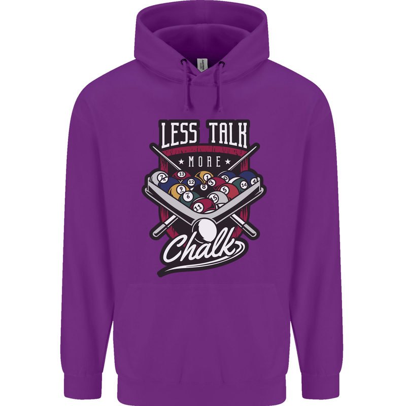 Less Talk More Chalk Funny 9-Ball Pool Childrens Kids Hoodie Purple
