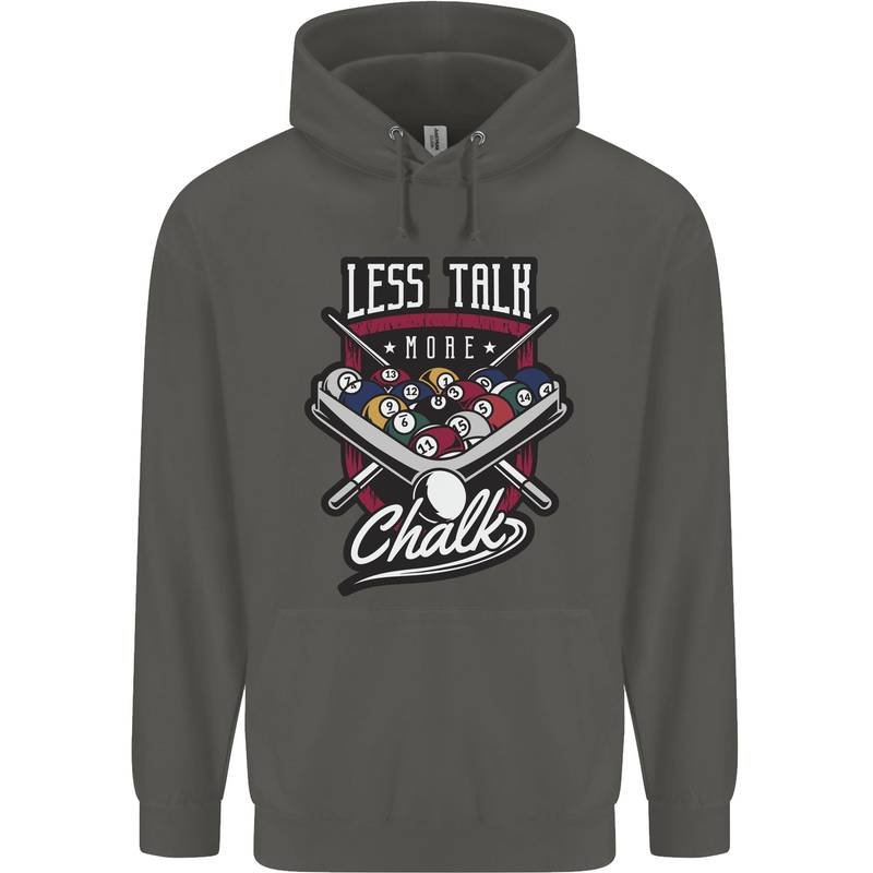 Less Talk More Chalk Funny 9-Ball Pool Childrens Kids Hoodie Storm Grey