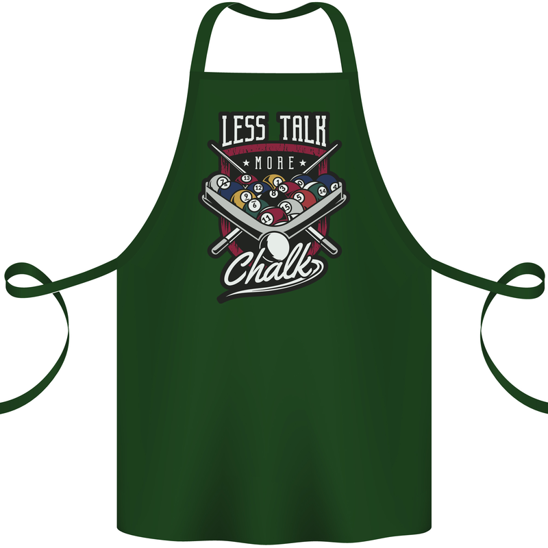 Less Talk More Chalk Funny 9-Ball Pool Cotton Apron 100% Organic Forest Green