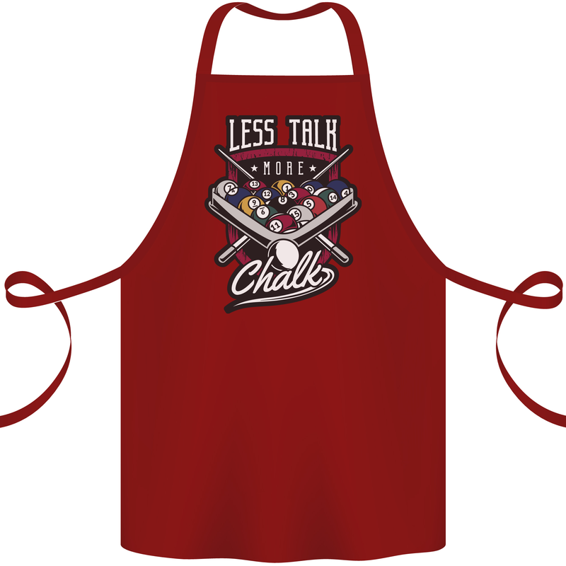 Less Talk More Chalk Funny 9-Ball Pool Cotton Apron 100% Organic Maroon