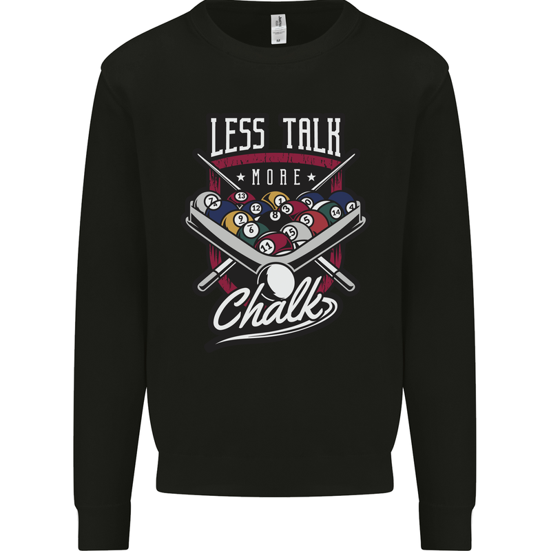 Less Talk More Chalk Funny 9-Ball Pool Kids Sweatshirt Jumper Black