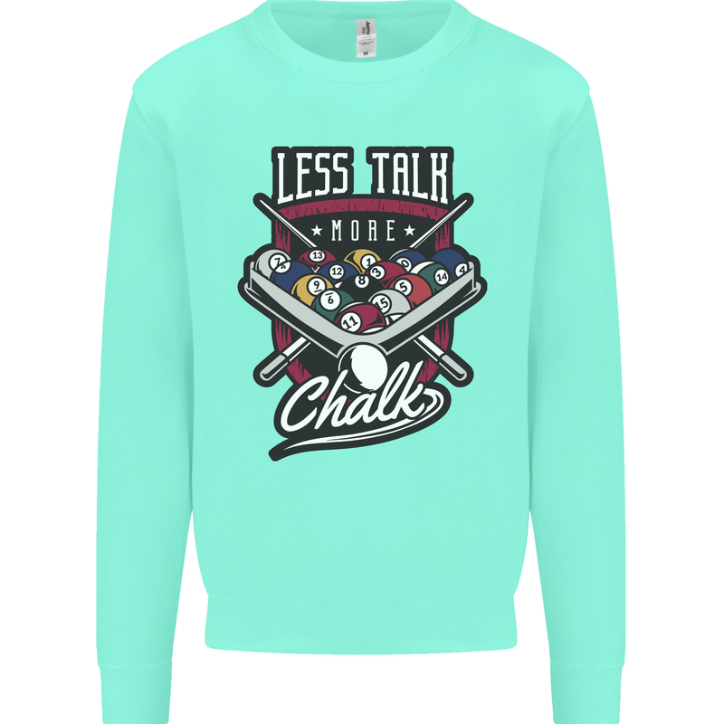 Less Talk More Chalk Funny 9-Ball Pool Kids Sweatshirt Jumper Peppermint
