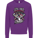 Less Talk More Chalk Funny 9-Ball Pool Kids Sweatshirt Jumper Purple