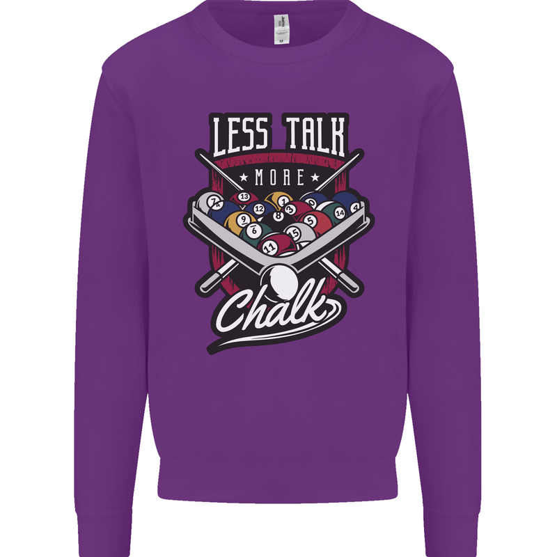 Less Talk More Chalk Funny 9-Ball Pool Kids Sweatshirt Jumper Purple